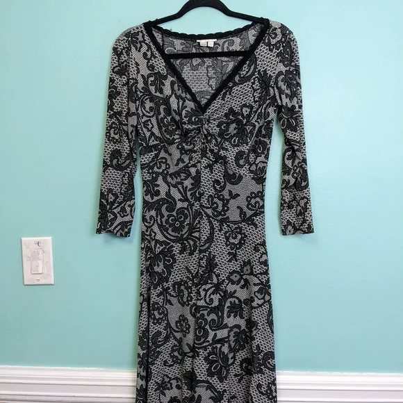 london times lace dresses Women's London Times Lace Bishop Sleeve Sweater Dress